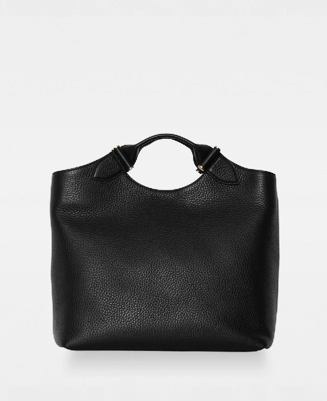 Monogrammed Tote Bag in Brown Leather with Personalized Initials for a Custom and Elegant TouchSTELLA big tote - Black
