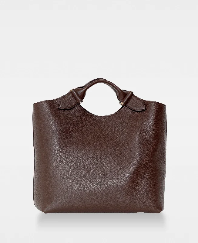 Metallic Tote Bag in Rose Gold with Chain Handles for a Glamorous Night OutSTELLA big tote - Mocha