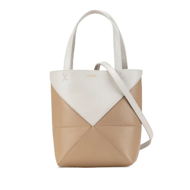 Metallic Tote Bag in Rose Gold with Chain Handles for a Glamorous Night OutTan LOEWE Mini Bicolor Puzzle Fold Tote Satchel Metallic Tote Bag in Rose Gold with Chain Handles for a Glamorous Night OutTan LOEWE Mini Bicolor Puzzle Fold Tote Satchel