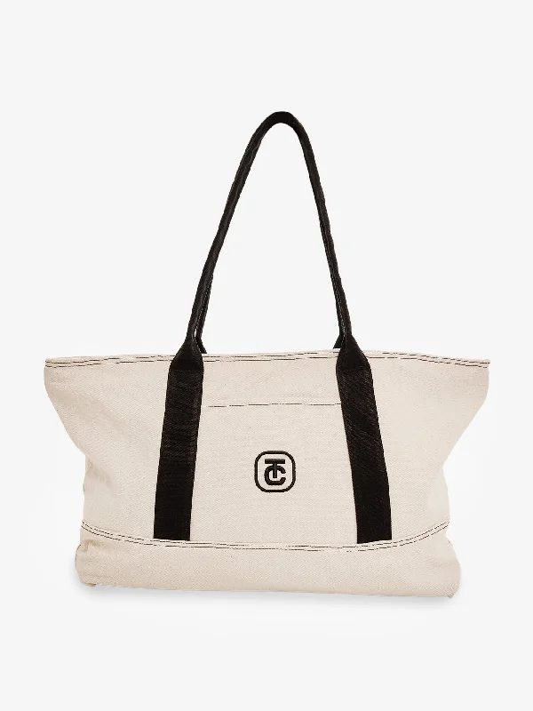 Medium - Sized Canvas Tote Bag in Navy Blue with Striped Pattern for a Nautical - Inspired LookTC Foundation Tote - Unbleached Medium - Sized Canvas Tote Bag in Navy Blue with Striped Pattern for a Nautical - Inspired LookTC Foundation Tote - Unbleached