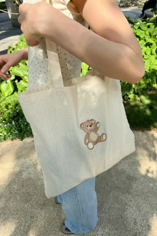 Quilted Tote Bag in Cream with Silver Hardware for a Classic and Sophisticated StyleTeddy Bear Tote Bag Quilted Tote Bag in Cream with Silver Hardware for a Classic and Sophisticated StyleTeddy Bear Tote Bag