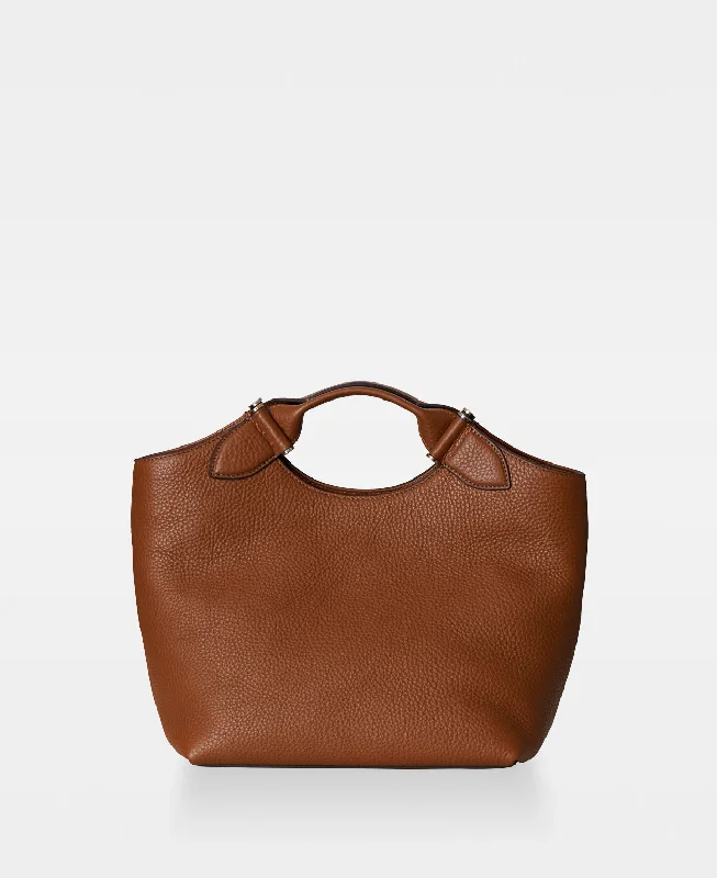 Large Capacity Genuine Leather Women's Tote Bag in Black for Work and CommutingTEDDY tote - Cognac