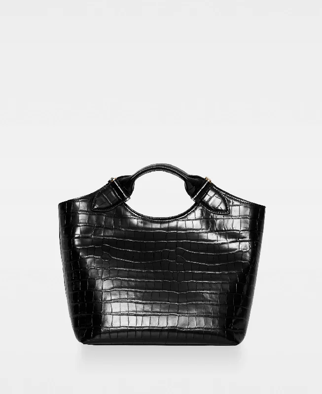 Women's Tote Bag with Zipper Closure in Red for Secure StorageTEDDY tote - Croco Black