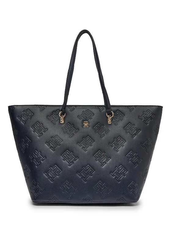 Monogrammed Tote Bag in Brown Leather with Personalized Initials for a Custom and Elegant TouchTommy Hilfiger Refined Monogram Large Tote Bag, Navy Monogrammed Tote Bag in Brown Leather with Personalized Initials for a Custom and Elegant TouchTommy Hilfiger Refined Monogram Large Tote Bag, Navy