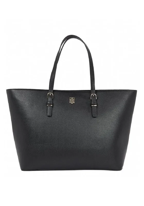 Women's Tote Bag with Inner Compartments in Gray for Organizing Everyday EssentialsTommy Hilfiger TH Timeless Medium Tote, Black
