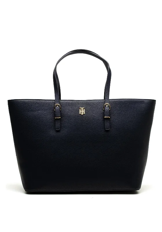 Women's Tote Bag with Zipper Closure in Red for Secure StorageTommy Hilfiger TH Timeless Medium Tote, Navy