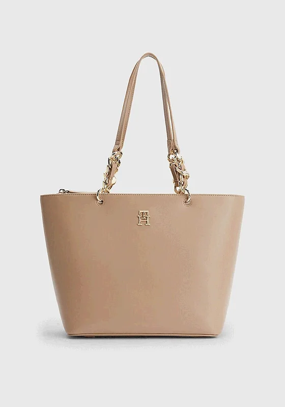 Geometric - Printed Tote Bag in Multicolor for a Contemporary and Trendy OutfitTommy Hilfiger Chic Monogram Plaque Tote, Oat Milk