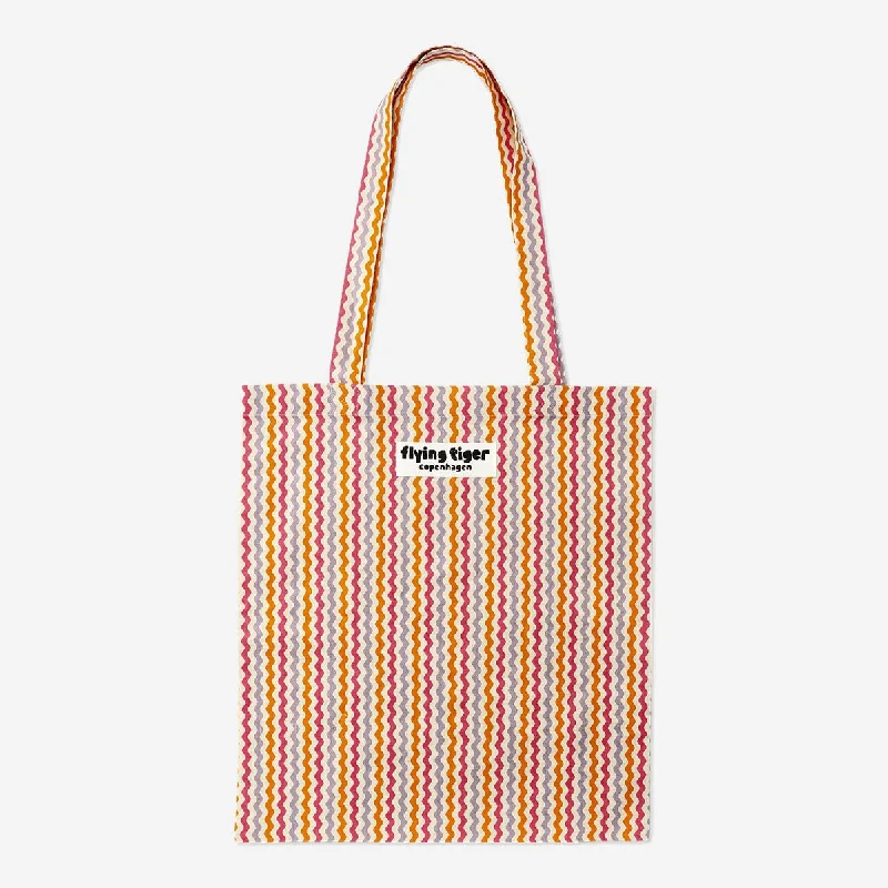 Women's Tote Bag with Detachable Pouch in Purple for Added ConvenienceTote bag with wavy striped Women's Tote Bag with Detachable Pouch in Purple for Added ConvenienceTote bag with wavy striped