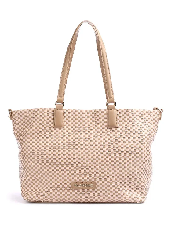 Patchwork Tote Bag in Denim with Vintage - Inspired Designs for a Retro AppealValentino Handbags Daiquiri Woven Tote Bag, Pink & Camel