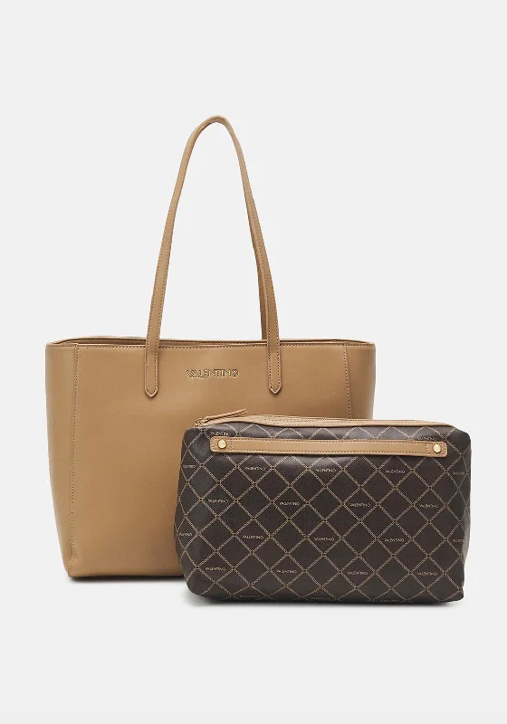 Oversized Jute Tote Bag in Natural Color with Rope Handles for a Beach VacationValentino Handbags Donuts Tote Bag, Beige