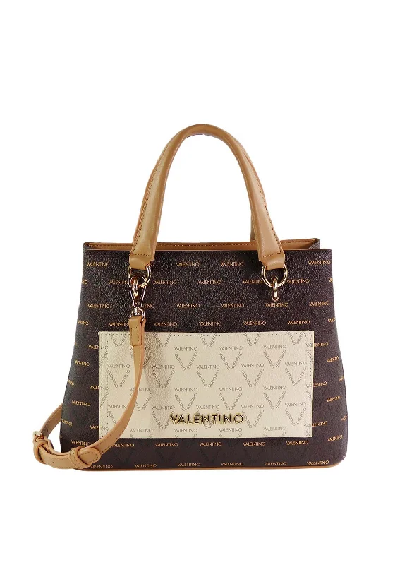 Metallic Tote Bag in Rose Gold with Chain Handles for a Glamorous Night OutValentino Handbags Lita Small Logo Print Tote Bag, Brown Metallic Tote Bag in Rose Gold with Chain Handles for a Glamorous Night OutValentino Handbags Lita Small Logo Print Tote Bag, Brown