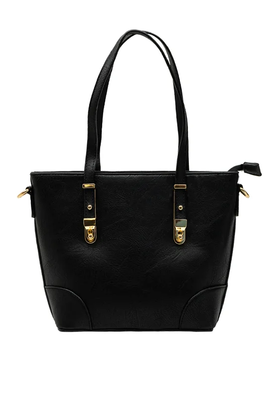 Geometric - Printed Tote Bag in Multicolor for a Contemporary and Trendy OutfitZen Collection Small Faux Leather Tote Bag, Black