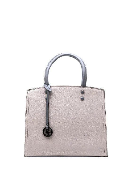 Monogrammed Tote Bag in Brown Leather with Personalized Initials for a Custom and Elegant TouchZen Collection Star Charm Medium Tote Bag, Grey