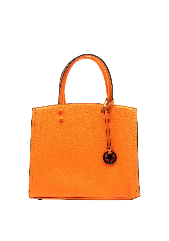 Patchwork Tote Bag in Denim with Vintage - Inspired Designs for a Retro AppealZen Collection Star Charm Medium Tote Bag, Orange