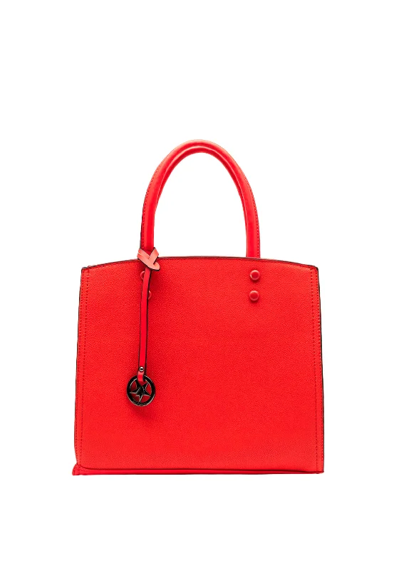 Large Capacity Genuine Leather Women's Tote Bag in Black for Work and CommutingZen Collection Star Charm Medium Tote Bag, Red