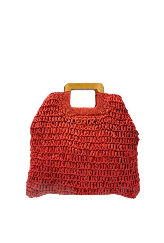 Faux Fur - Trimmed Tote Bag in White for a Cozy Winter LookZen Collection Woven Tote Bag, Red
