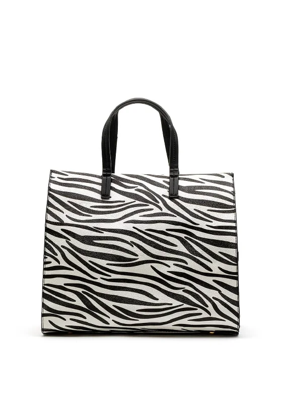 Metallic Tote Bag in Rose Gold with Chain Handles for a Glamorous Night OutZen Collection Zebra Print Tote Bag, Black Metallic Tote Bag in Rose Gold with Chain Handles for a Glamorous Night OutZen Collection Zebra Print Tote Bag, Black