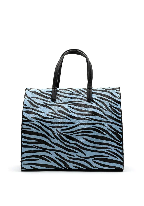 Medium - Sized Canvas Tote Bag in Navy Blue with Striped Pattern for a Nautical - Inspired LookZen Collection Zebra Print Tote Bag, Blue Medium - Sized Canvas Tote Bag in Navy Blue with Striped Pattern for a Nautical - Inspired LookZen Collection Zebra Print Tote Bag, Blue
