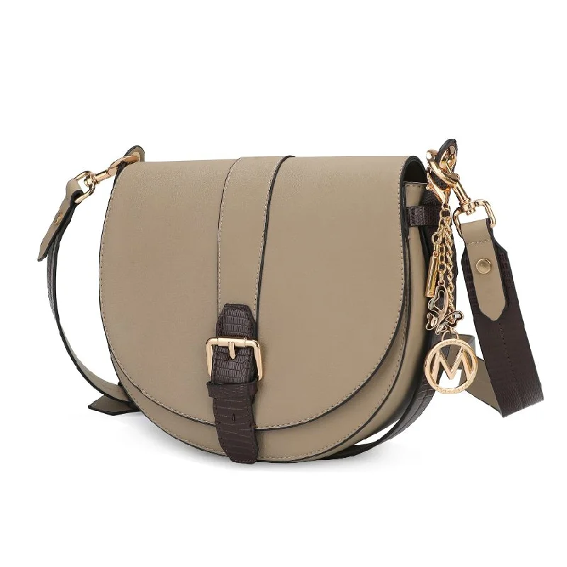 Women's Shoulder Bag with Floral Embroidery in Purple for Spring WalksAyla Snake-Embossed Color Block Vegan Leather Women’s Shoulder Bag