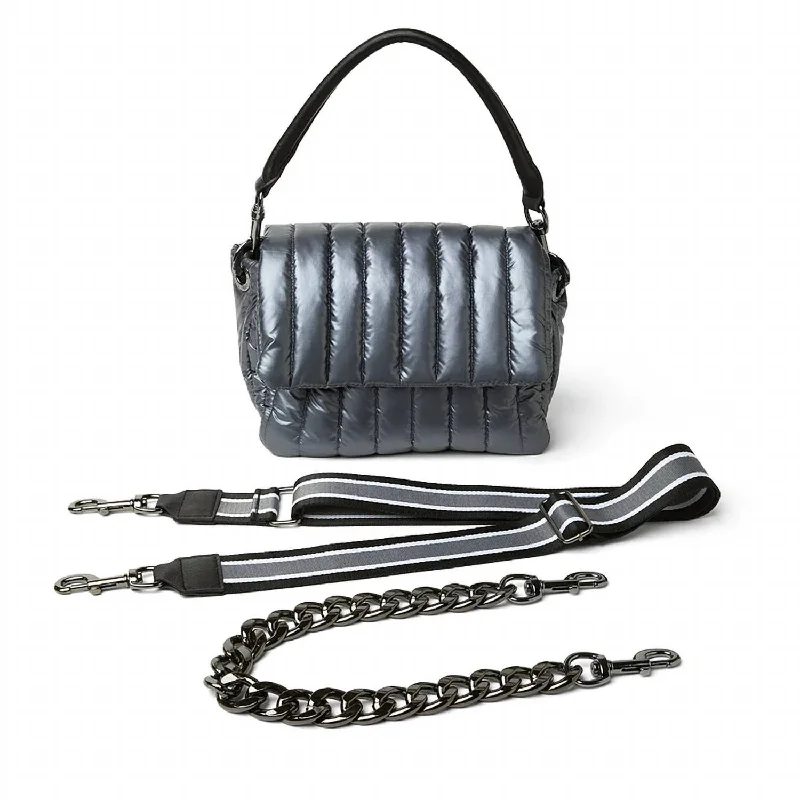 Women's Shoulder Bag with Fringe Details in Brown for a Bohemian StyleBar Bag In Pearl Gray