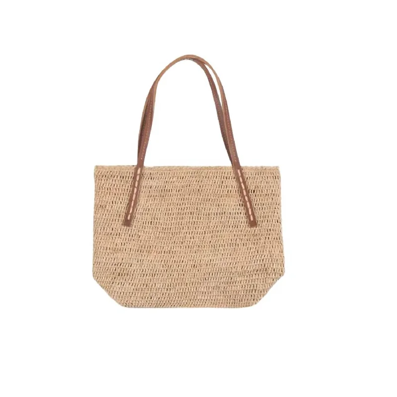 Women's Shoulder Bag with Zippered Pockets in Orange for SafetyBeby Classic Tight Mesh Raffia Basket Bag In Natural