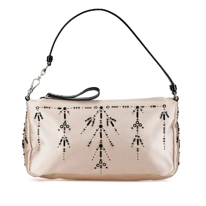 Women's Canvas Shoulder Bag in Navy with Striped Pattern for Beach TripsBeige Prada Beaded Satin Pochette Shoulder Bag Women's Canvas Shoulder Bag in Navy with Striped Pattern for Beach TripsBeige Prada Beaded Satin Pochette Shoulder Bag