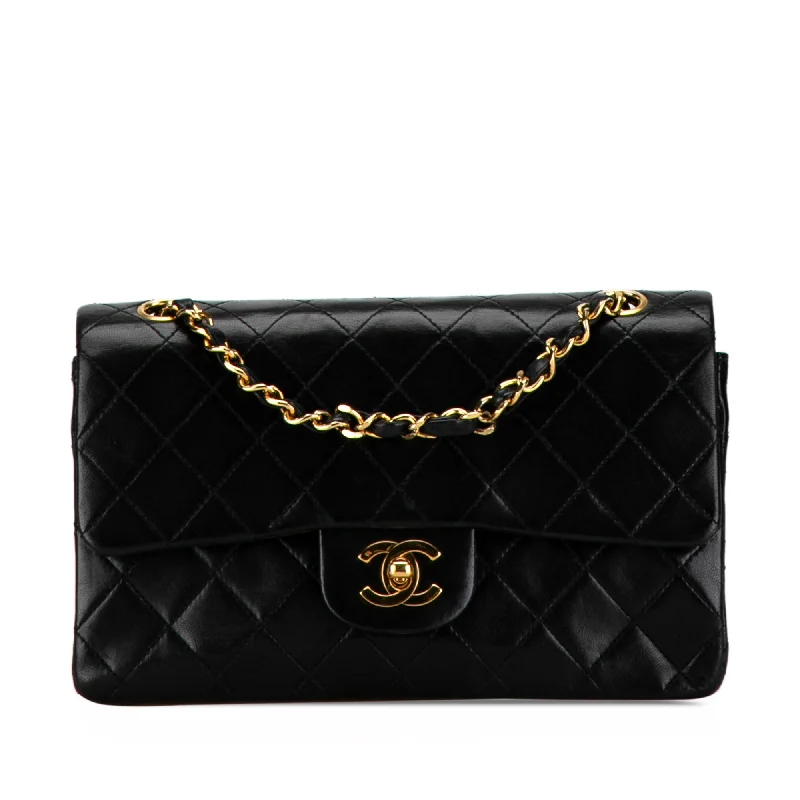 Vegan Leather Shoulder Bag in Gray for Ethical Fashion LoversBlack Chanel Small Classic Lambskin Double Flap Shoulder Bag