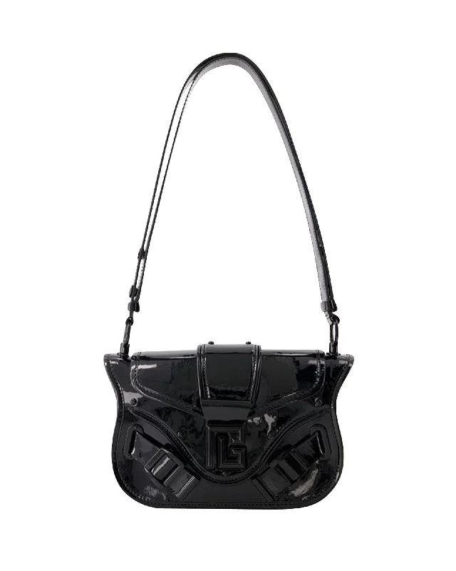 Embroidered Denim Shoulder Bag in Blue for a Vintage VibeBlaze Shoulder Bag - Balmain - Leather - Black