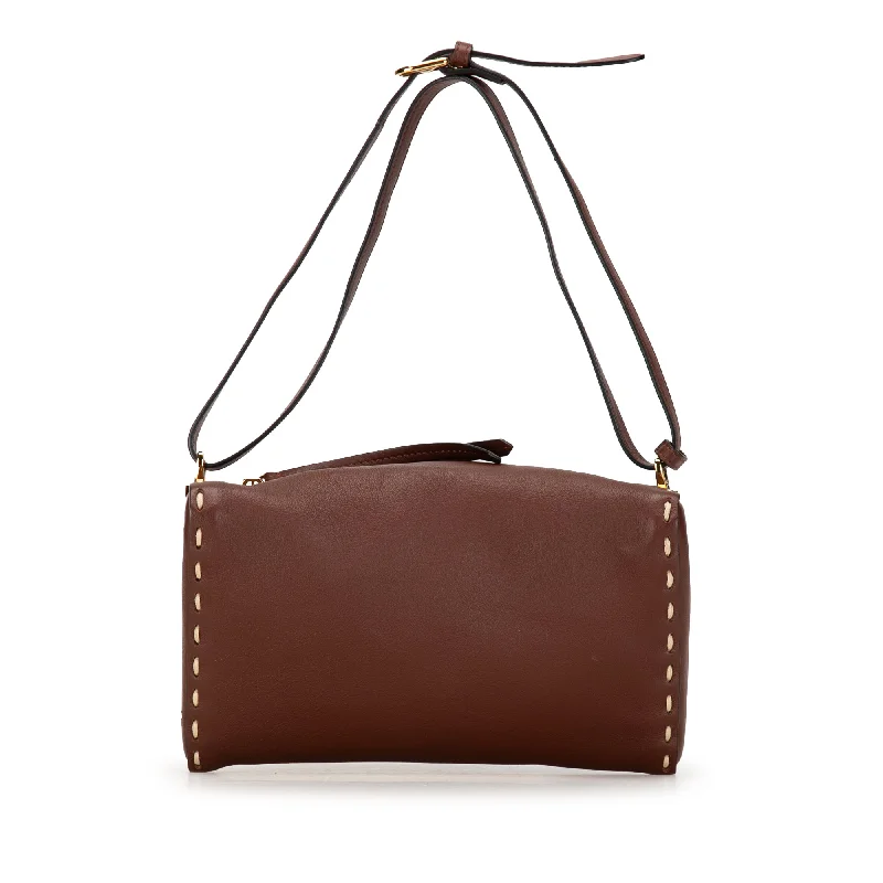 Women's Large Leather Shoulder Bag in Brown with Multiple Compartments for WorkBrown Fendi Calfskin Selleria Triangle Shoulder Bag
