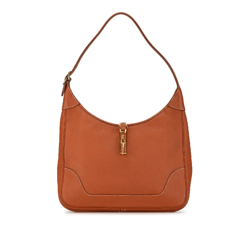 Suede Shoulder Bag in Pink with Tassel Accents for Casual OutingsBrown Hermès Fjord Trim 31 Shoulder Bag