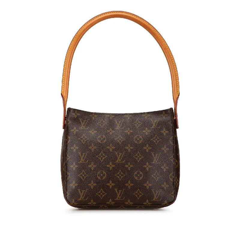 Leather Shoulder Bag with Magnetic Closure in Black for Quick AccessBrown Louis Vuitton Monogram Looping MM Shoulder Bag