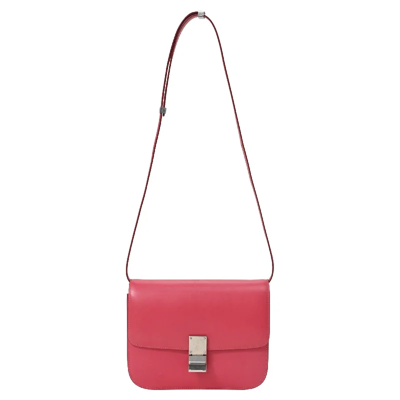 Printed Silk Shoulder Bag in Red for a Pop of ColorCeline Classic Box Medium in Pink Calfskin Leather
