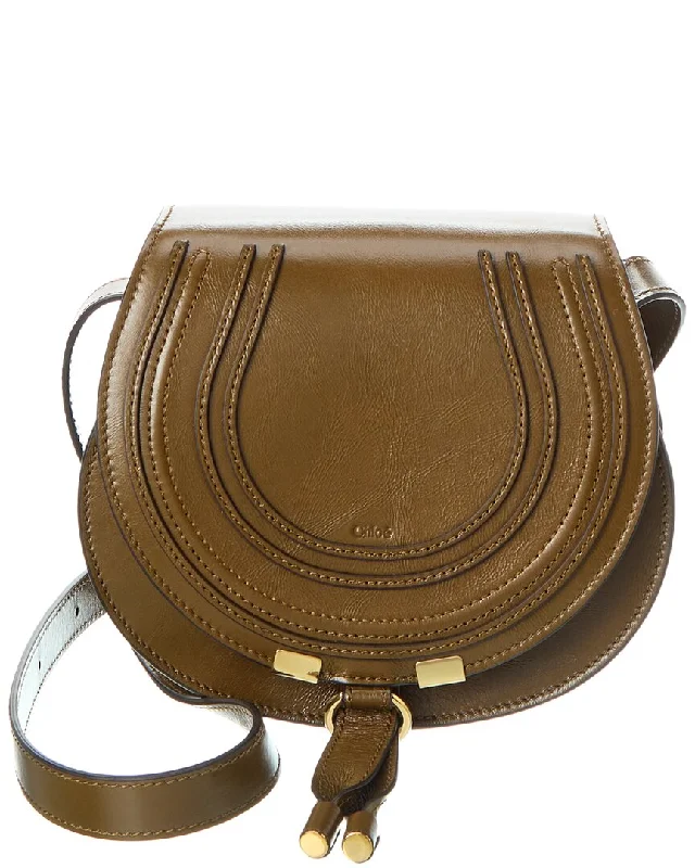 Women's Waterproof Nylon Shoulder Bag in Green for HikingChloé Marcie Small Leather Saddle Bag