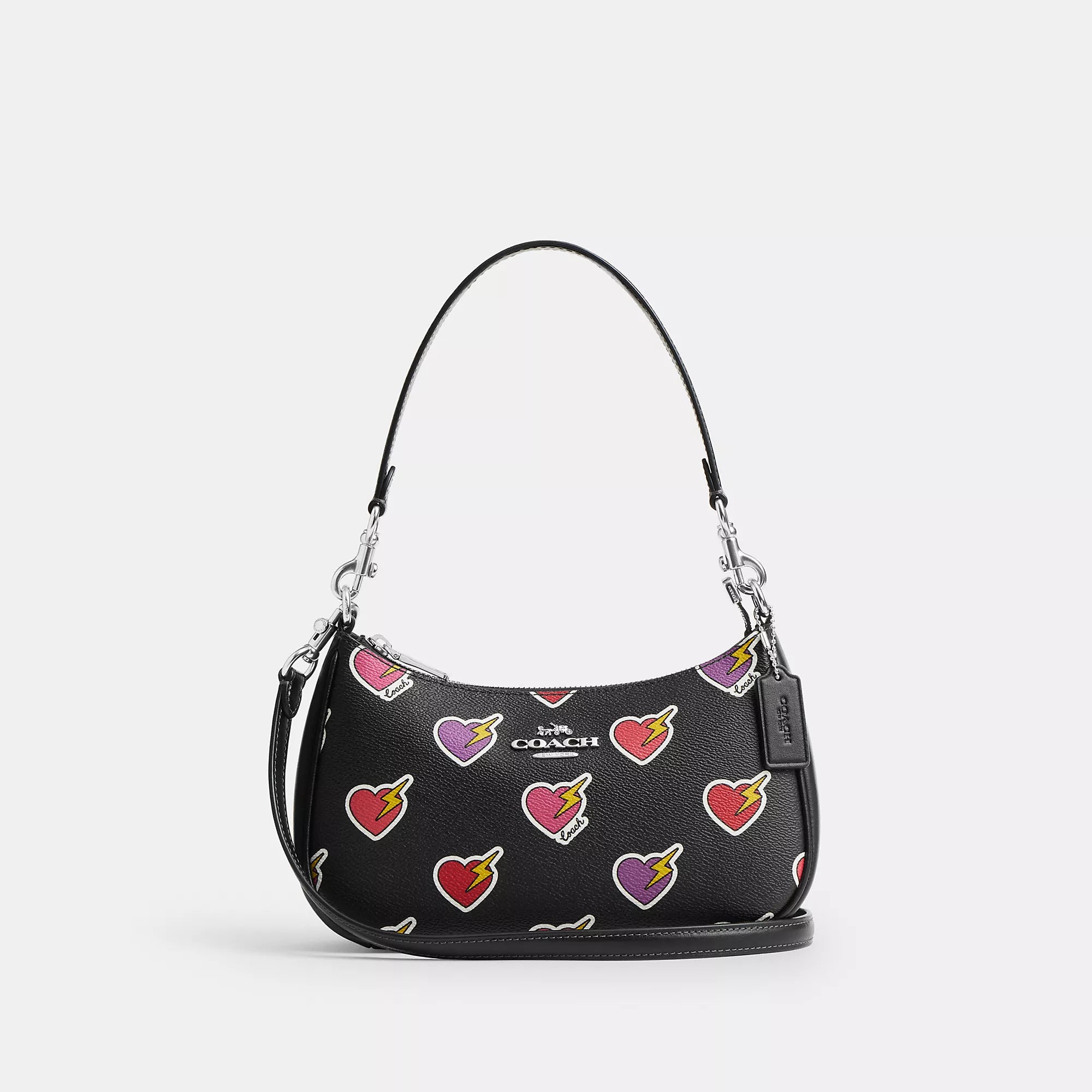 Women's Shoulder Bag with Floral Embroidery in Purple for Spring WalksCoach Outlet Teri Shoulder Bag With Heart Bolt Print Women's Shoulder Bag with Floral Embroidery in Purple for Spring WalksCoach Outlet Teri Shoulder Bag With Heart Bolt Print