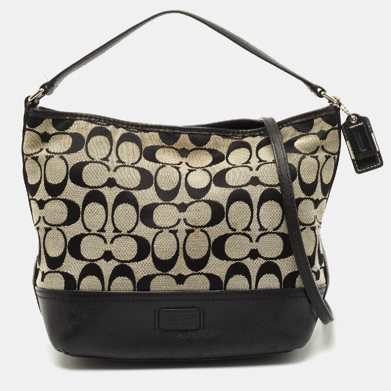Women's Large Leather Shoulder Bag in Brown with Multiple Compartments for WorkCoach Signature Canvas And Leather Shoulder Bag Women's Large Leather Shoulder Bag in Brown with Multiple Compartments for WorkCoach Signature Canvas And Leather Shoulder Bag
