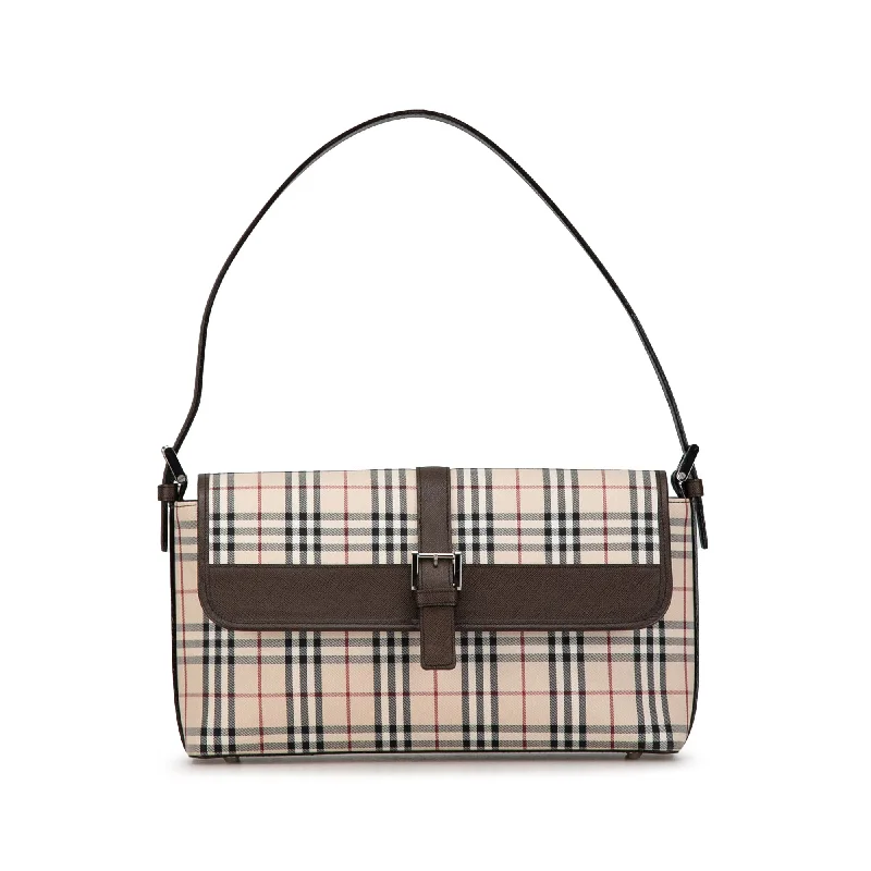 Women's Shoulder Bag with Faux Fur Strap in White for Winter StyleCream Burberry House Check Canvas Shoulder Bag