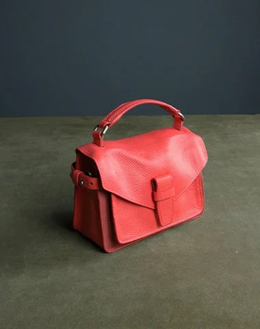 Crossbody Shoulder Bag in Black Leather with Gold Hardware for Night OutsCute Pink Red Mini Leather Womens Satchel Handbag Small Satchel Shoulder Bag Small Satchel Bag for Women