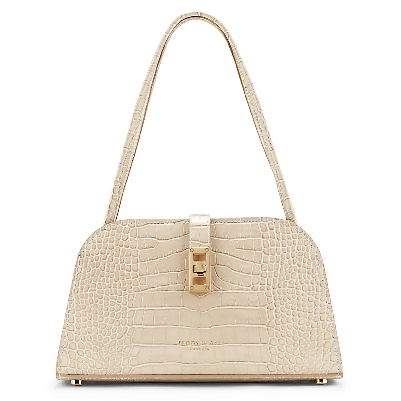 Women's Shoulder Bag with Faux Fur Strap in White for Winter StyleDana Croco 11"