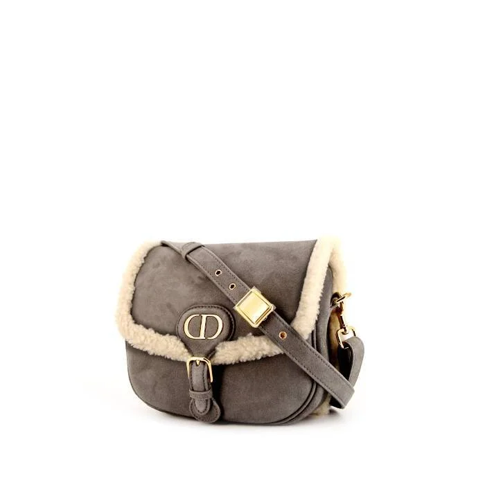 Leather Shoulder Bag with Magnetic Closure in Black for Quick AccessDior Bobby shoulder bag in grey suede and beige skin-out fur Leather Shoulder Bag with Magnetic Closure in Black for Quick AccessDior Bobby shoulder bag in grey suede and beige skin-out fur