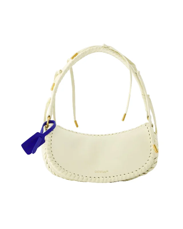 Quilted Shoulder Bag in Cream for a Classic and Elegant LookEdge Weaving Shoulder Bag - Off White - Leather - Beige