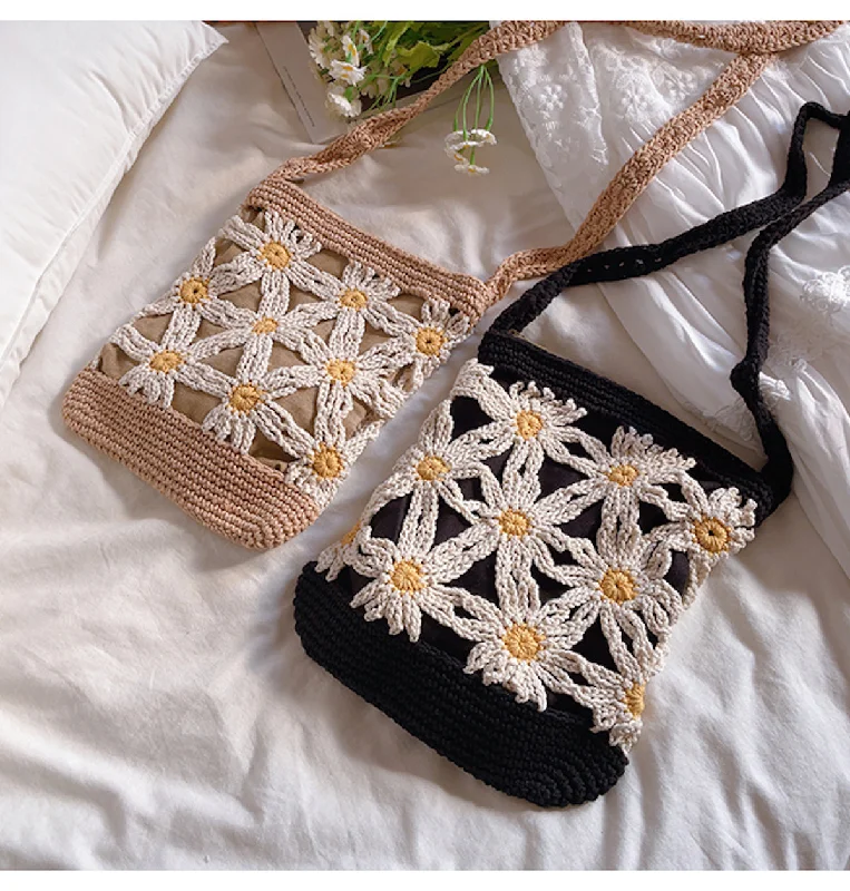Canvas and Leather Combo Shoulder Bag in Tan for a Rustic LookElena Handbags Mini Daisy Purse