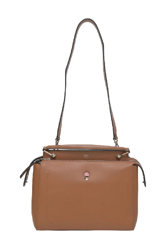 Women's Large Leather Shoulder Bag in Brown with Multiple Compartments for Work[WB6210] Fendi | Satchel