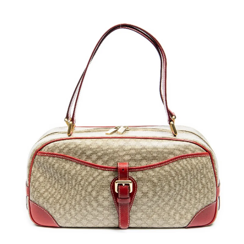 Women's Shoulder Bag with Zippered Pockets in Orange for SafetyFront Buckle Boston