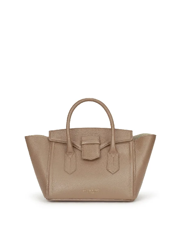 Canvas and Leather Combo Shoulder Bag in Tan for a Rustic LookGiulia Stampato 10"