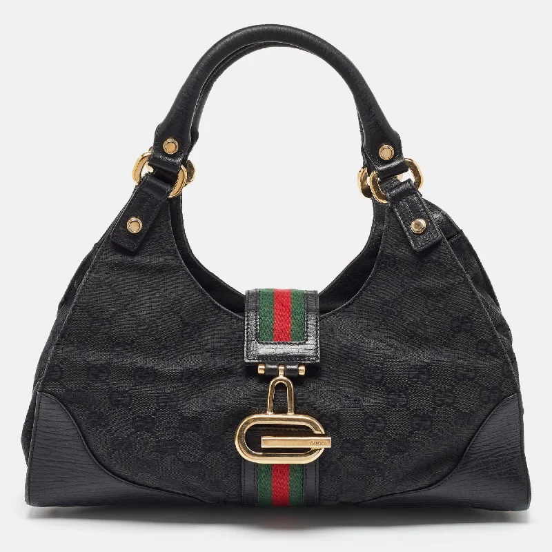 Metallic Shoulder Bag in Gold for Special OccasionsGucci Black Gg Canvas And Leather Junco Shoulder Bag