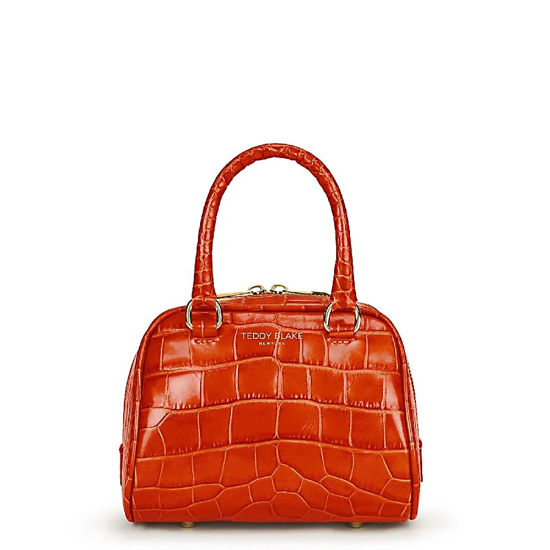Embroidered Denim Shoulder Bag in Blue for a Vintage VibeJasmine Croco 7"