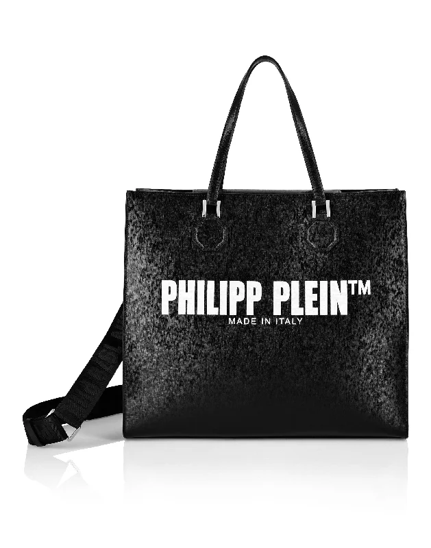 Women's Shoulder Bag with Floral Embroidery in Purple for Spring WalksLeather Big Handle bag Philipp Plein TM Women's Shoulder Bag with Floral Embroidery in Purple for Spring WalksLeather Big Handle bag Philipp Plein TM