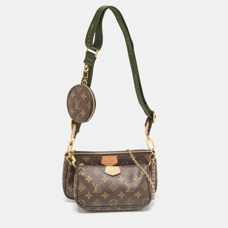 Printed Silk Shoulder Bag in Red for a Pop of ColorLouis Vuitton Khaki Monogram Canvas Multi Pochette Accessories Bag