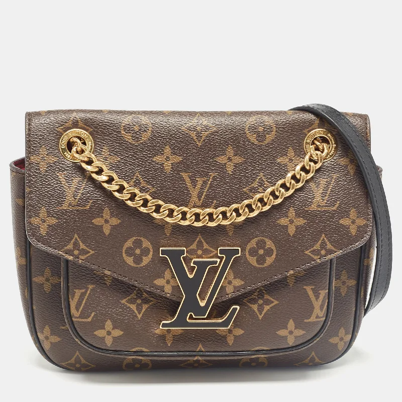 Canvas and Leather Combo Shoulder Bag in Tan for a Rustic LookLouis Vuitton Monogram Canvas Passy Bag