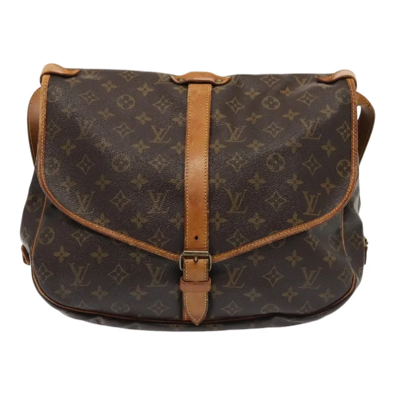 Women's Shoulder Bag with Floral Embroidery in Purple for Spring WalksLouis Vuitton Saumur 35  Canvas Shoulder Bag (Pre-Owned)
